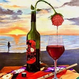 "Wineing Rose" Oil On Canvas